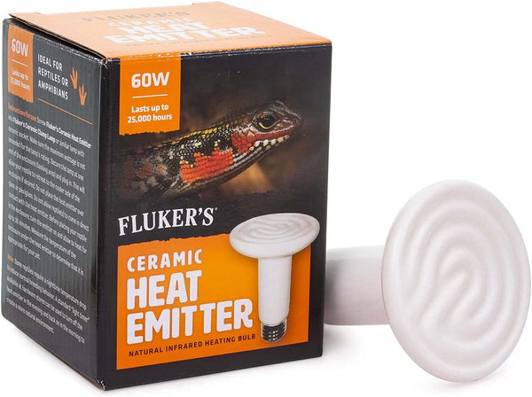 Fluker's Ceramic Heat Emitter, Natural Infrared Heating Bulb for Reptiles, 60 Watt