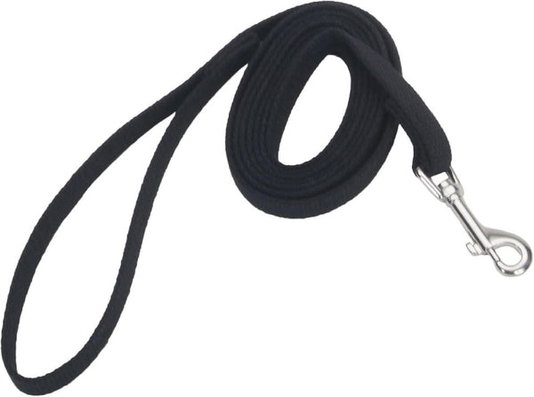 Coastal Pet Train Right Cotton Web Dog Training Leash, Black, 5/8" x 10' - 100% Cotton for Training