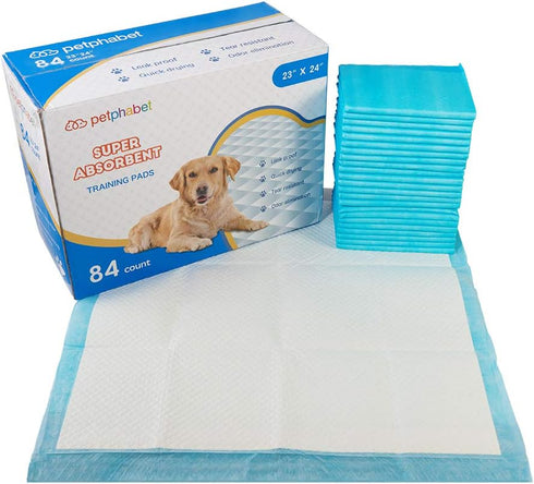 84 Count 23" 24" (84 Pack) Petphabet Puppy Dog Training Potty Pads - Box - x Large - Ultra-Absorbent Pet Pee Pads