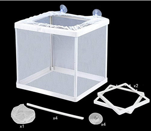 Fish Hatchery Breeder Box, Nylon Incubator Mesh for Fish Breeding Tanks Isolation Box (White Square, 20PCS)
