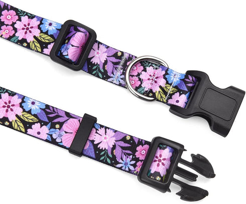 Dog Collar with Bohemia Floral Tribal Patterns, Soft Adjustable Ethnic Style Collar for Small Medium Large Dogs (Floral