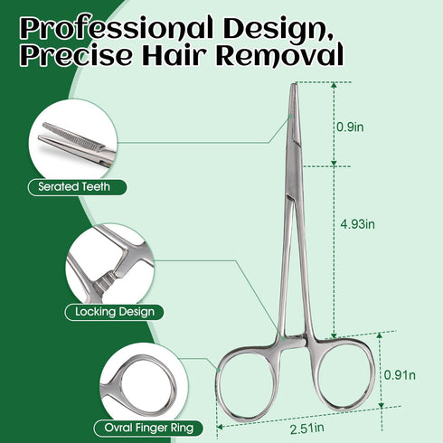 30g 5.5" Dog Ear Plucking Powder & Hair Removal Tool Kit Dog Ear Powder for Hair Removal, Hemostat Ear Hair Removal