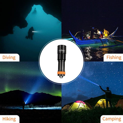ORCATORCH D580 Scuba Dive Light, 530 Lumens Underwater Flashlight, IP68 Waterproof, 3 AAA Batteries