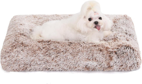 Waterproof Dog Crate Bed 17"x12" Brown, Plush Dog Bed with Removable Washable Cover for Small Dogs