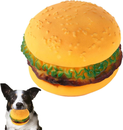 2 Pcs Bite-Resistant Dog Toys - Squeaky Chewing Toys for Tooth Cleaning, Dog Training, Hamburger Pet Toys