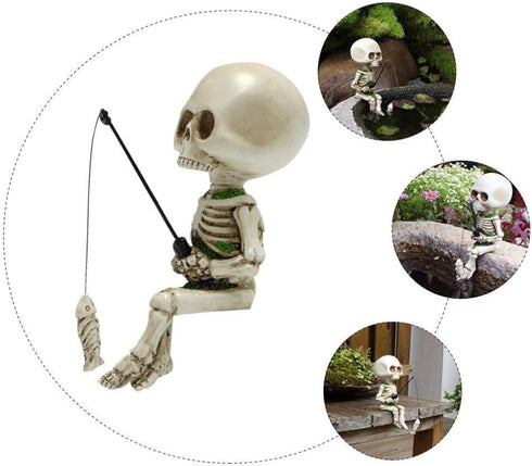 GANAZONO Skeleton Aquarium Decoration, Skull Fish Reptile Tank Decor, Resin Figurines
