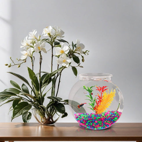 Koller Products 1-Gallon Fish Bowl, Shatterproof Plastic with Crystal Clear Clarity