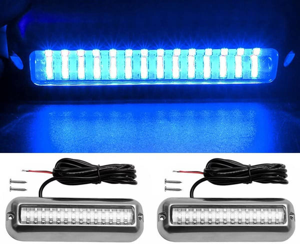 2pcs Waterproof Marine Boat Lights, Stainless Steel 42LEDs Underwater Lighting Boat Transom