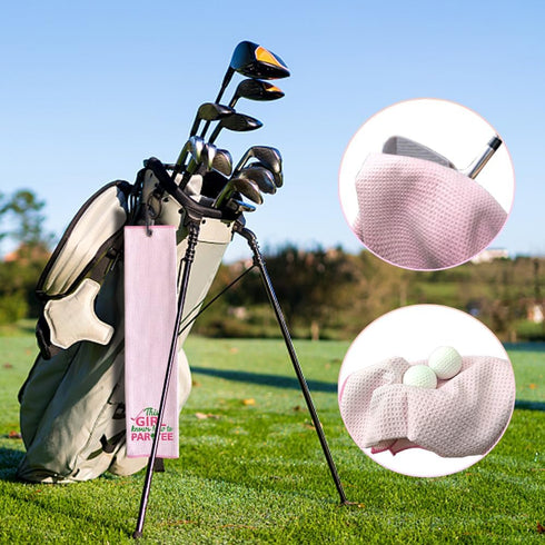 This Girl Knows How to Par Tee Embroidered Pink Golf Towel, Funny Gift for Grandma Mom Golfer