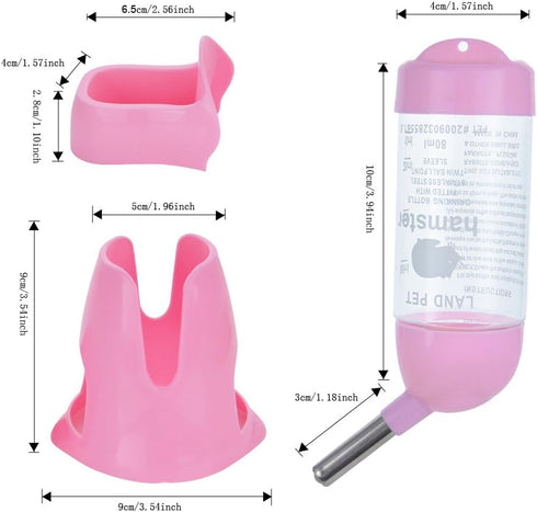 Guardians Hamster Water Bottle - Automatic Drinking Bottle with Food Container Base for Small Animals (80ml)