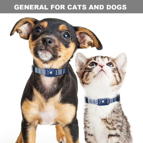 AirTag Dog Collar, Polyester Pet Cat Puppy Collar with Silicone Holder for Small, Medium, Large, and Extra Large Dogs,
