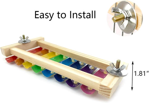 Vehomy 8 Chicken Xylophone Toy for Hens Wood Xylophone Toy with Metal Keys Chicken Coop Pecking Toy Chicken Coop