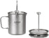 Lixada Titanium Pot 750ml Camping Coffee Cup Mug, French Press Pot with Folding Titanium Spoon