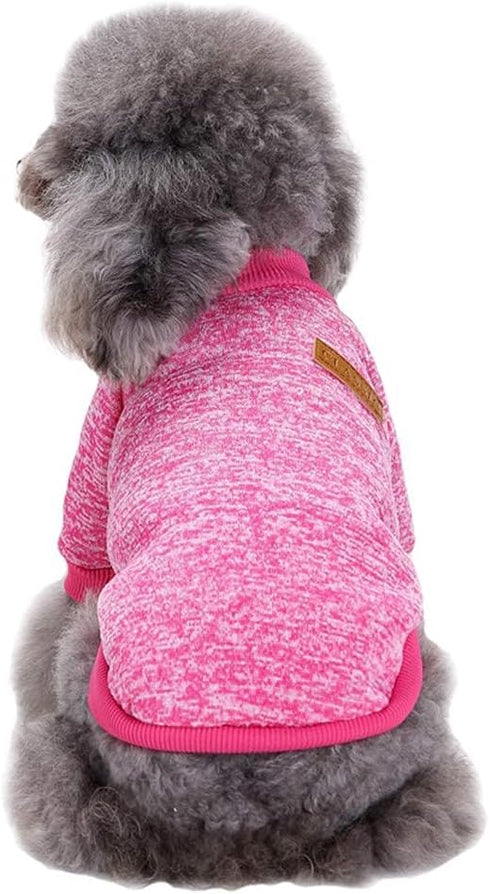 Jecikelon Dog Clothes, Soft Puppies Sweater Winter Outfit for Dogs Small XXS XS Cat Apparel (Large, Rose Red)