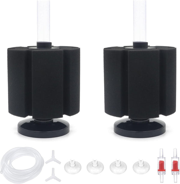 ALEGI 2 Pcs Large Sponge Filter Kit with Airline Tubing, Air Pump