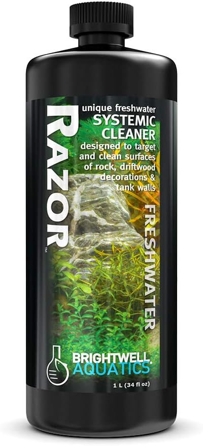 Brightwell Aquatics Razor Freshwater System Cleaner - 1 Liter for Cleaning Rock, Decorations, and Tank Walls