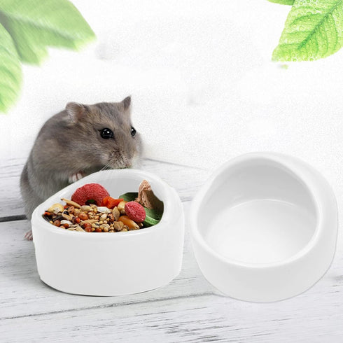 Mipcase Hamster Ceramic Bowl - Small Animal Food Bowl, No Spill Food Water Dish for Hedgehog, Gerbil, Chinchilla, Rat,