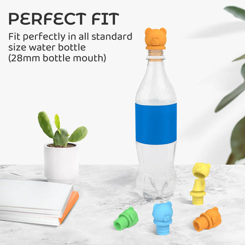 Giichen 4 Pack No Spill Water Bottle Caps - BPA Free Silicone Top Protects Child's Mouth, Replacement Spout Adapter