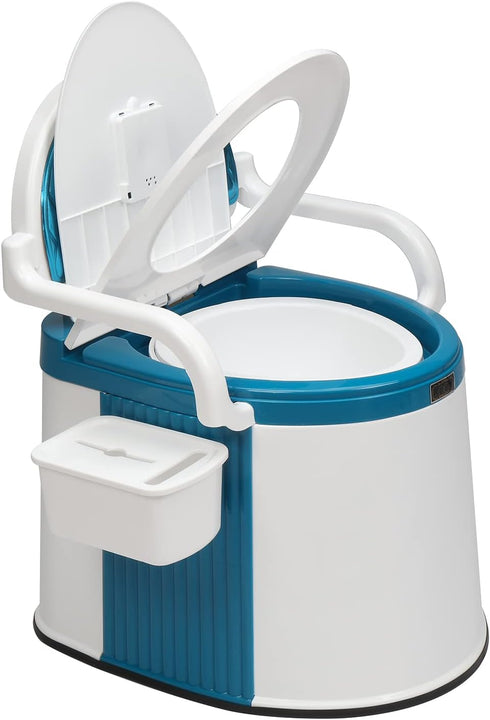 VINGLI Portable Toilet | Back & Handrail Design Commode with 5 Gallon