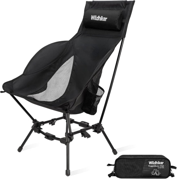 Wildhiker Compact High Back Camping Chair - Foldable with Dual Sitting Modes,