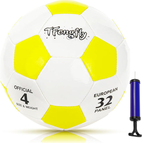 TFengfly Soccer Ball Size 4 with Pump Needle Classic Thicker PU Tight Weaved