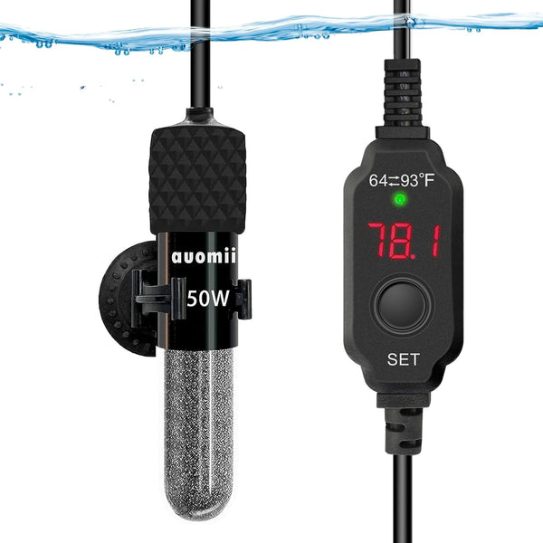 Small Submersible Aquarium Heater, Adjustable Mini Heater 25/50/100/150/200/300 Watts for 1-60 Gallons