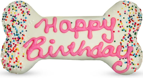 Girl Happy Birthday Dog Bone - Molasses Based Recipe, Human Grade Ingredients, Made in USA