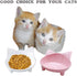 Cat Bowls Set of 2, BPA Free Melamine, Double Wide Dish, Non-Slip, Dishwasher Safe, White/Pink