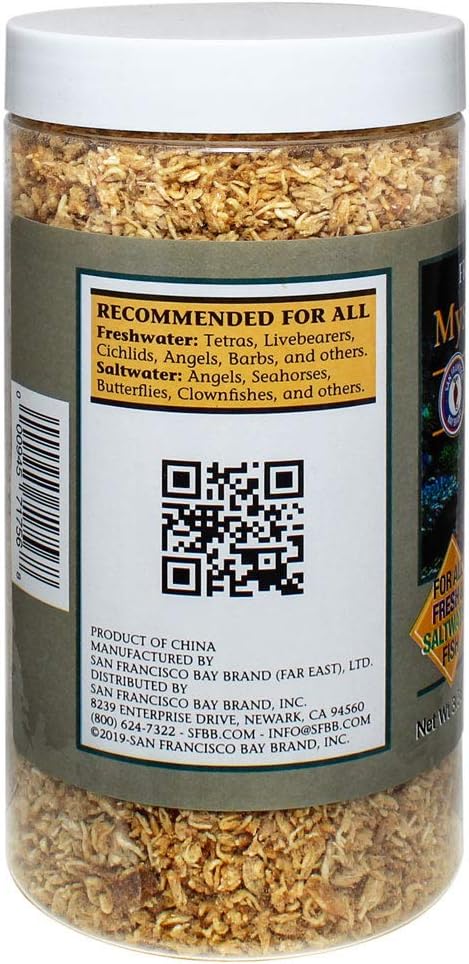 3.56 oz (101g) San Francisco Bay Brand Freeze-Dried Mysis Shrimp - Premium Fish Food, Tropical Fish Food, Shrimp Food