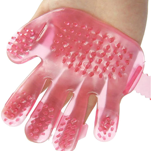 POPETPOP Palm Shaped Pet Bath Brush, Five Finger Massage Brush for Dogs, Pet Grooming Brush