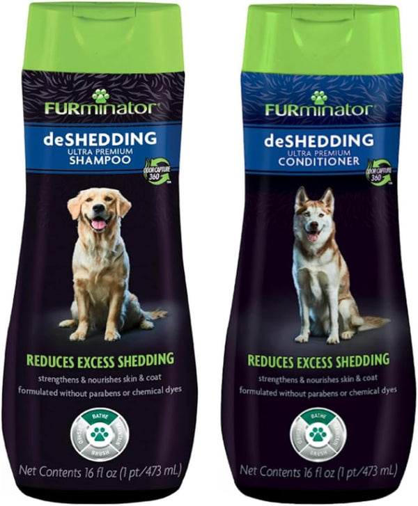 Furminator Deshedding Ultra Premium Shampoo & Conditioner Bundle. 16oz.