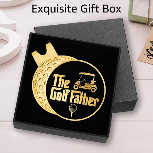 The Golf Father Black Gold Golf Ball Marker with Magnetic Hat Clip, Funny Golf Gifts for Men, Dad, Grandpa