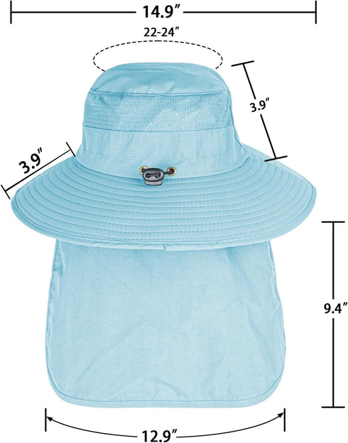Sun Hats for Men and Women, UPF 50+ Breathable Wide Brim Fishing Bucket Hat with Neck Flap