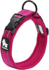 Creation Core Reflective Dog Collar, Breathable Mesh Soft Padded Adjustable Nylon Pet Collar 1" Wide, Pink XXL