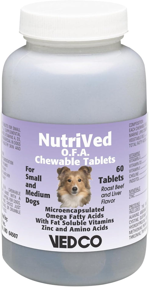 Vedco Nutrived O.F.A. Chewable Tablets for Small and Medium Dogs, 60 Count