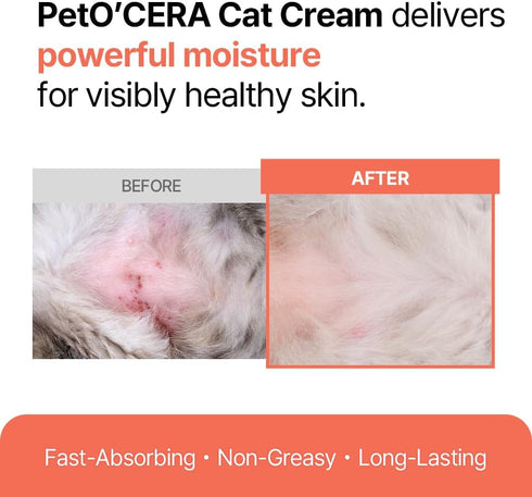 PetO'CERA Cat Cream - 1.35 oz/40ml, Hair Loss & Itch Relief for Hot Spots, Rashes, Allergies & Dry Skin