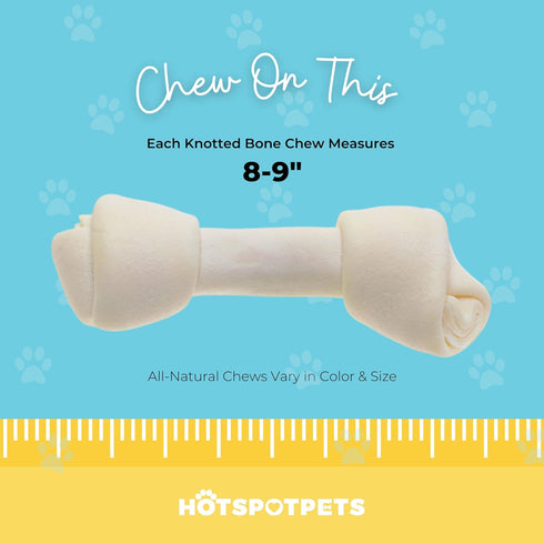 hotspot pets 8-9 Inch Large Rawhide Dog Chew Bones - Made from Grass Fed Cows, 10 Pack