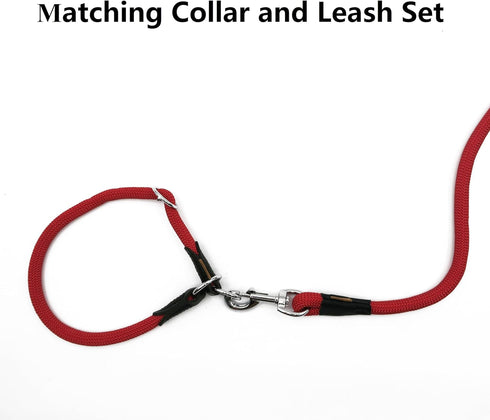 Dog Leash, Braided Rope Traction, Walking Training Lead for Medium/Large Dogs (1/2", 6FT, Red)