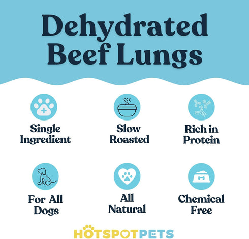 '-1 hotspot pets Beef Lung Dog Treats Pound Big Bag - Slow Roasted, All Natural Dehydrated Premium Beef Lung Training