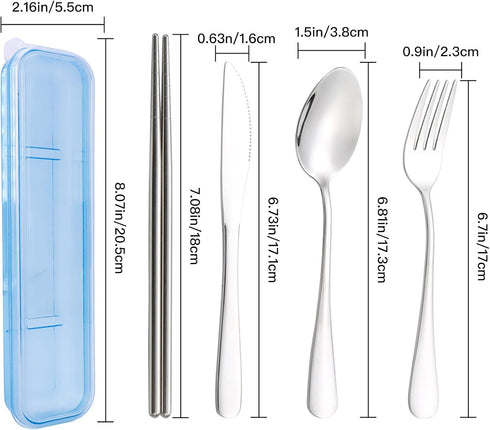 2 Sets Set Set JEPELUS Travel Silverware with Case, Portable Utensils Reusable Cutlery for Lunch Box, Fork Spoon Knife