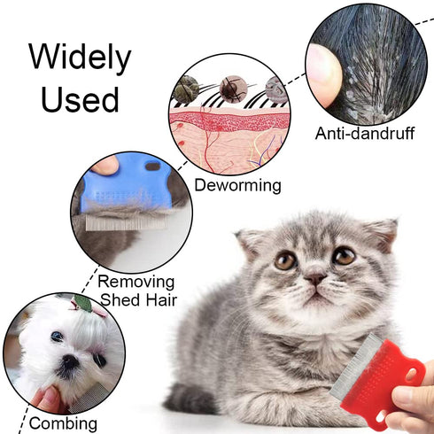 6 Pcs Pet Flea Combs for Dogs and Cats, Hair Removal Massaging Shell Combs in Random Colour