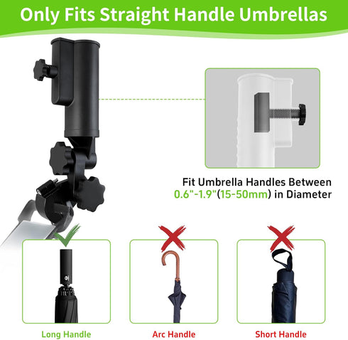 Heavy Duty Golf Push Cart Umbrella Holder, Upgraded Aluminium Alloy Base Ultra Windproof, Universal Umbrella Stand