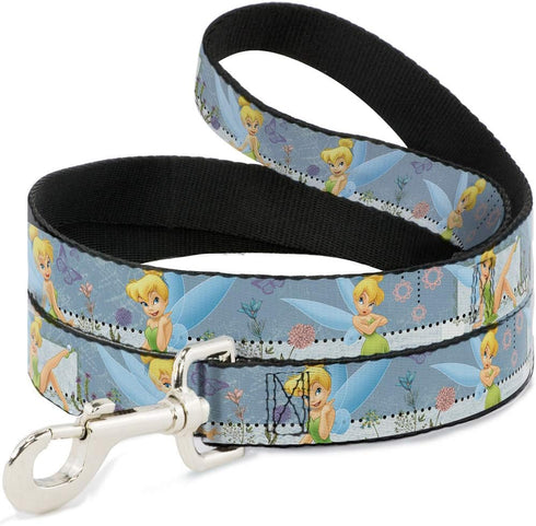 Buckle-Down Pet Leash, Tinker Bell Garden Poses, 4 Feet Long, 1/2" Wide