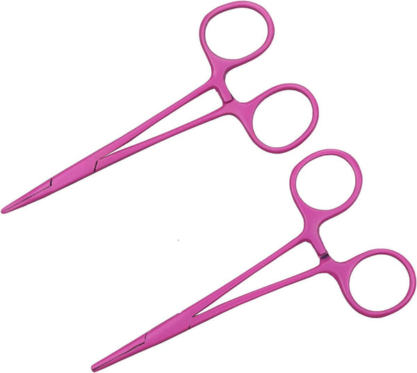 Pet Colourful Stainless Steel Hemostat Forcep Kit, Pet Ear Hair Pull Forcep, Pink
