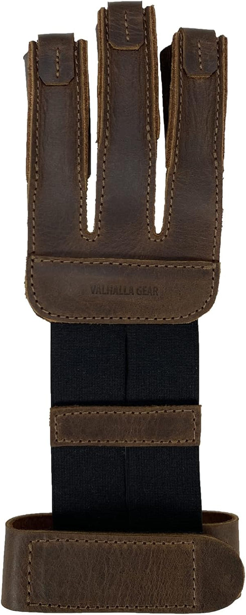 Three-Finger Archery Glove, Full Grain Leather Bow and Arrow Shooting Accessory for Archers, Bourbon Brown