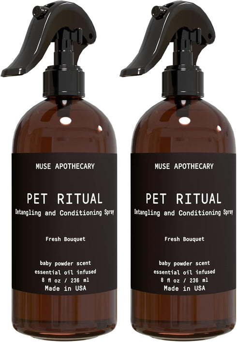 Muse Apothecary Pet Ritual Detangling Spray for Dogs & Cats - Essential Oils Infused, 8oz Fresh Bouquet