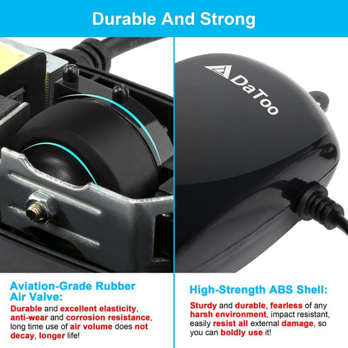 DaToo 1-300 Gallon Aquarium Air Pump, 2.5W/3W/4.5W, 32GPH/64GPH/210GPH, Quiet Aerator with Accessories