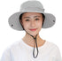 Women's Ponytail Sun Hat Muryobao UV Protection Foldable Mesh Wide Brim Beach Fishing Hat