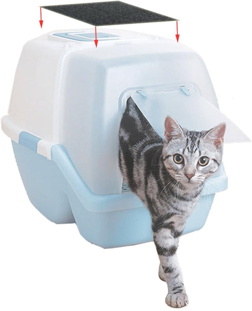 6 Pack Charcoal Cat Litter Box Replacement Filter, Hooded Cat Litter Boxes and Pans