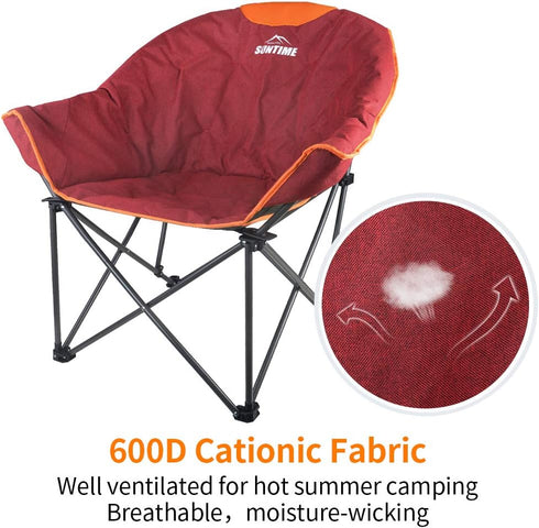 OUTDOOR LIVING SUNTIME Sofa Chair, Oversize Padded Moon Leisure Portable Stable Comfortable Folding Chair for Camping